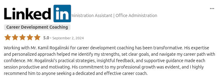 Client testimonial and review 1 for Kamil Dzikowski
