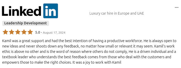 Client testimonial and review 2 for Kamil Dzikowski